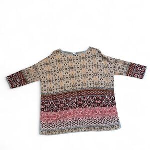 J. Jill Geometric and Floral Print Linen and Cotton Tunic Size M